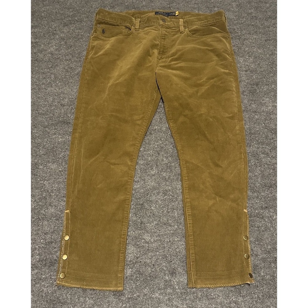 Polo Ralph Lauren Men's 36x28 Garrick Slim Straight Brown Corduroy Pants Altered